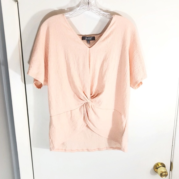 Marled Reunited Clothing Tops - Marled by Reunited Clothing Blush Pink Twist Top